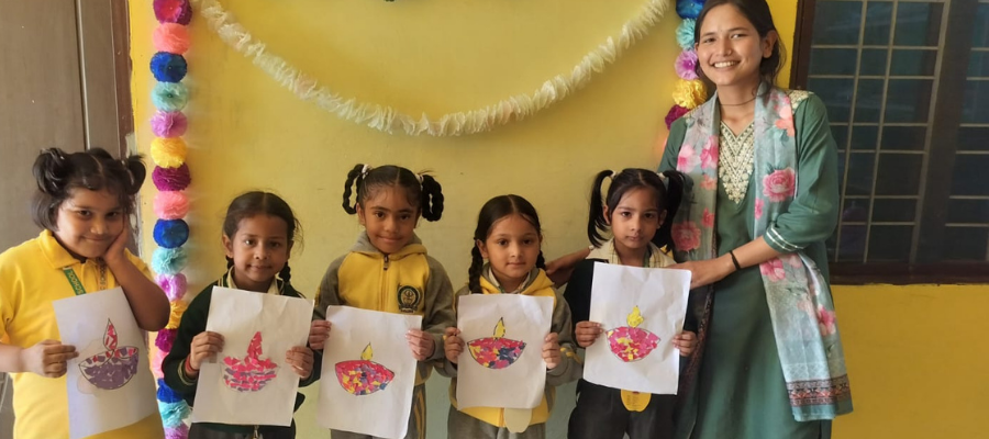 Little Hands Bright Diwali Rangoli and Diya Decoration in Selaqui