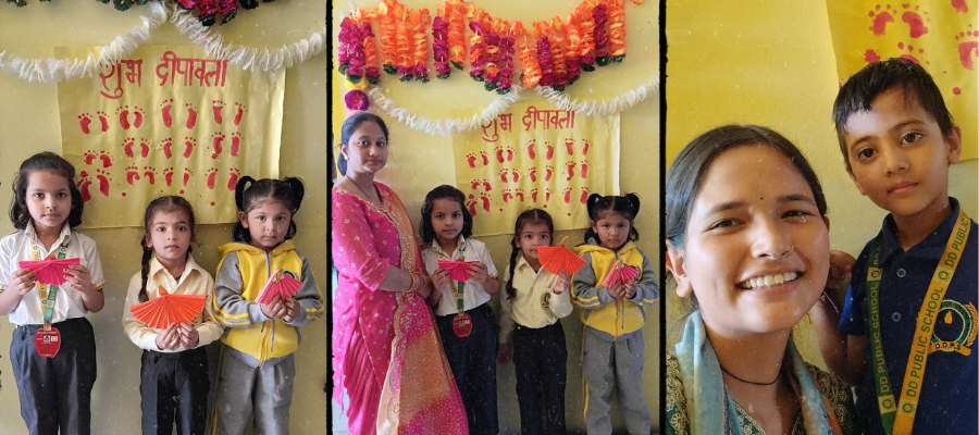 Little Hands Bright Diwali Rangoli and Diya Decoration in Selaqui