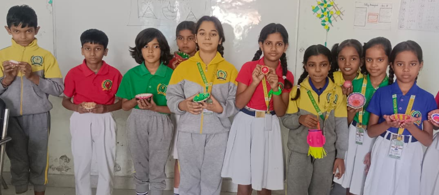 Little Hands Bright Diwali Rangoli and Diya Decoration in Selaqui