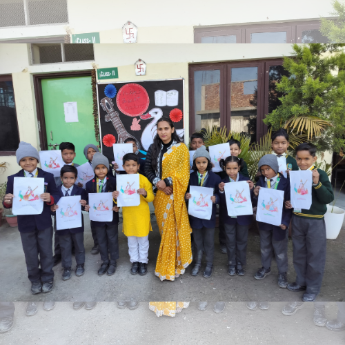 Students learning at school